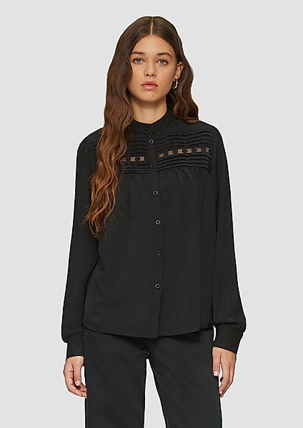 QS Langarmbluse Durchgeknöpfte Bluse mit Spitzeneinsatz günstig online kaufen