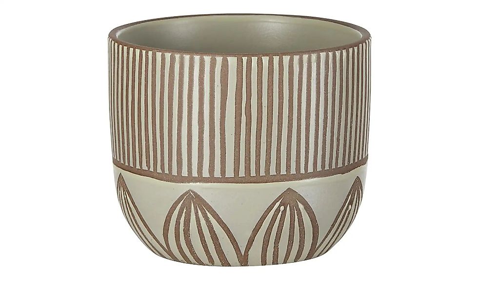HOME STORY Übertopf   ¦ braun ¦ Steinzeug ¦ Maße (cm): H: 11,5  Ø: 14 Acces günstig online kaufen