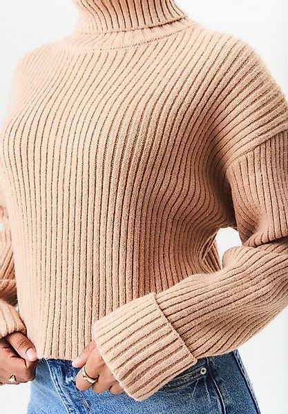 GINI LONDON Stricktop Gini Chunky Schwarzer Pullover mit hohem Halsausschni günstig online kaufen