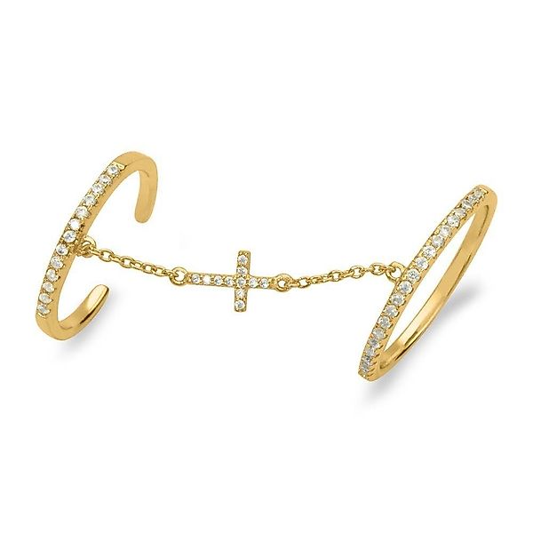 Unique Silberring Goldener Knucklering mit Kette günstig online kaufen