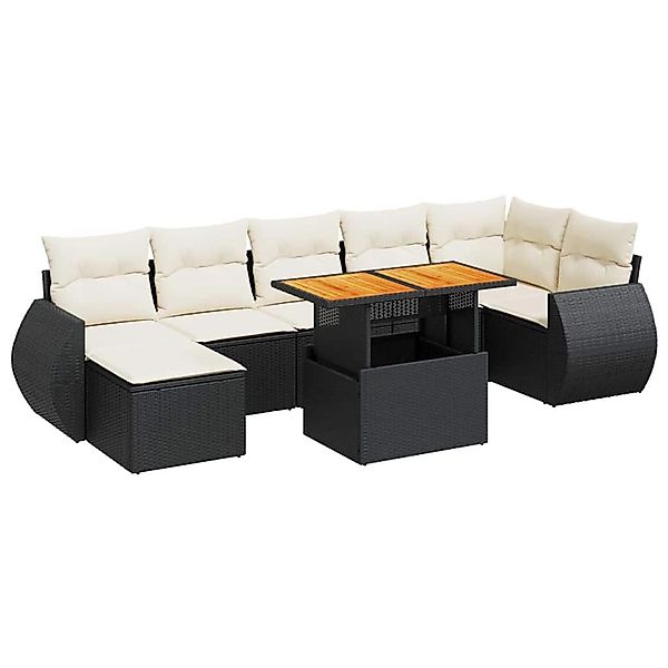 vidaXL 8-Tlg Garten-Sofagarnitur mit Kissen Schwarz Poly Rattan 3327290 günstig online kaufen