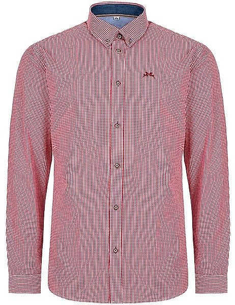 Maddox Trachtenhemd Kariertes Herrenhemd mit Hirsch Stickerei, Rot günstig online kaufen