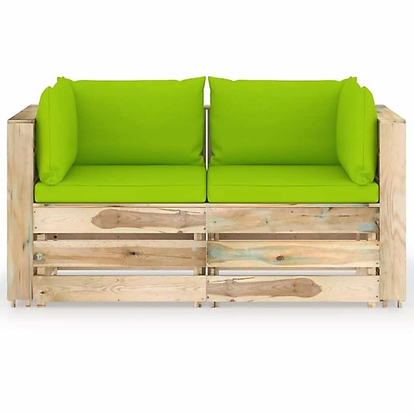 2-sitzer-gartensofa Mit Kissen Grün Imprägniertes Holz günstig online kaufen