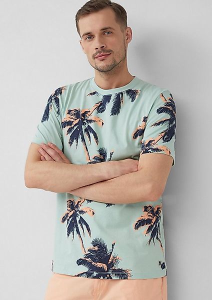 s.Oliver Kurzarmshirt T-Shirt T-Shirt aus Baumwolle mit All-over-Print günstig online kaufen