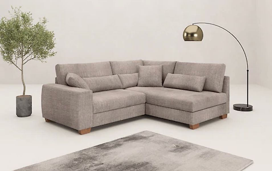 Mr. Couch Ecksofa »Hilla L-Form« Mit Federkern, wahlweise mit Bettfunktion günstig online kaufen