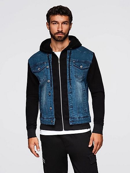 OMBRE Jeansjacke Herren-Jeansjacke mit Strickärmeln und Kapuze günstig online kaufen