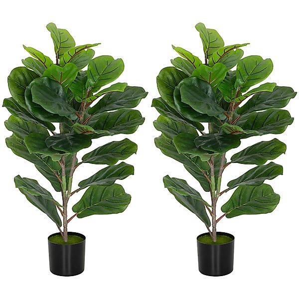 HOMCOM Set mit 2 künstlichen Innenpflanzen 80 cm, Ficus-Baum künstlich mit günstig online kaufen
