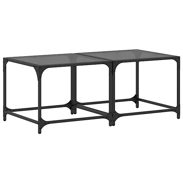 vidaXL Couchtische mit Glasplatte 2 Stk. Schwarz 50x50x40 cm Stahl günstig online kaufen