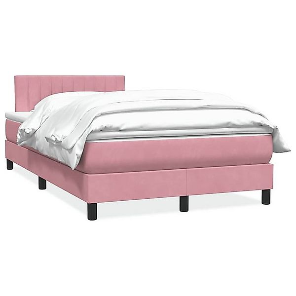vidaXL Boxspringbett, Boxspringbett mit Matratze Rosa 120x220 cm Samt günstig online kaufen