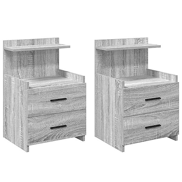 vidaXL Nachttische 2-Tlg, mit 2 Schubladen Grau Sonoma 40x36,5x62 cm 858643 günstig online kaufen