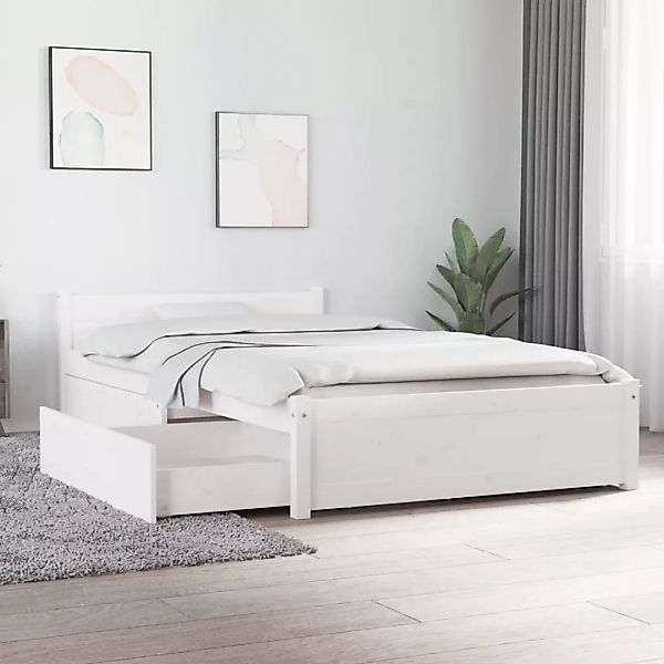 Vidaxl Bett Mit Schubladen Weiß 100x200 Cm günstig online kaufen