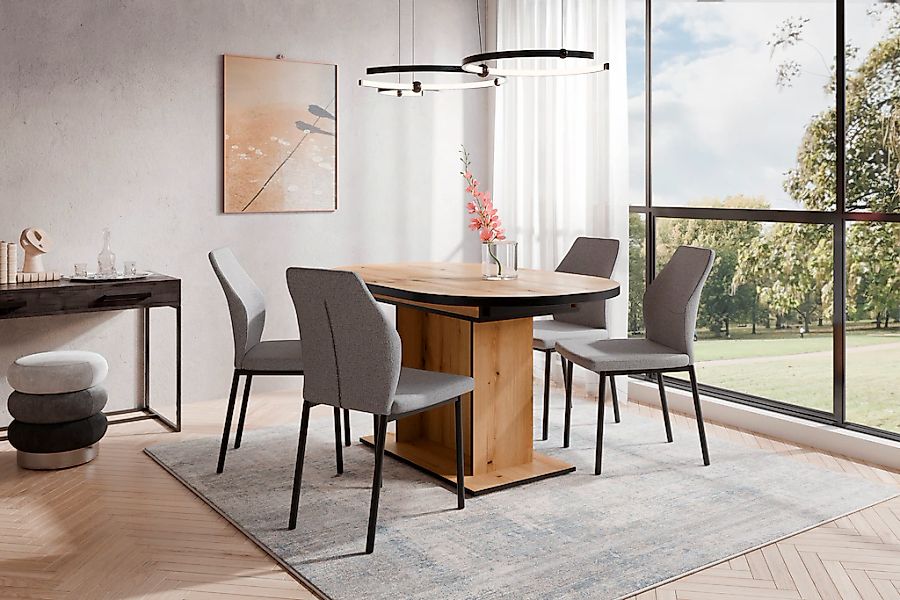 OTTO home Essgruppe "Basel, Tischgruppe mit 4 Stühlen, Esstisch ausziehbar günstig online kaufen