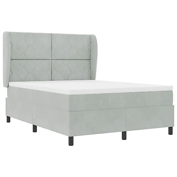 vidaXL Boxspringbett mit Matratze Hellgrau 140 x 200 cm Samt 3340982 günstig online kaufen