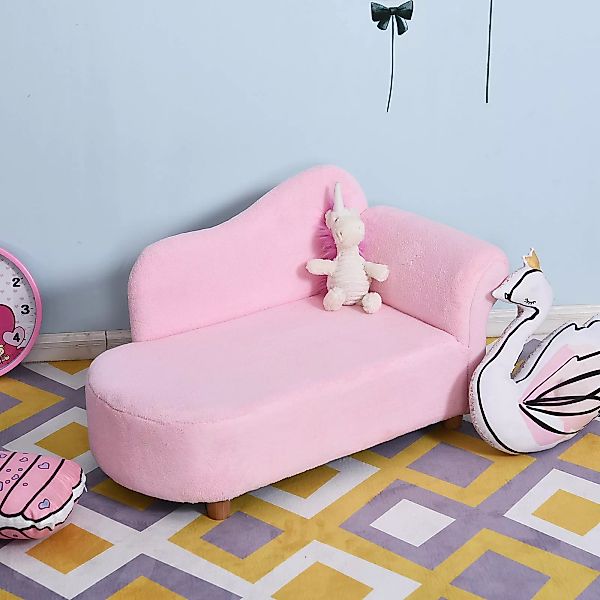 HOMCOM Kindersofa  Mini Chaiselongue für Kinder, Gemütlich & Stilvoll, Rosa günstig online kaufen