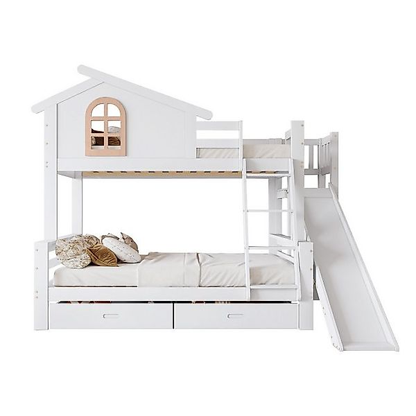 Yorbay Etagenbett Kinderbett mit Rutsche, Schubladen 90x200 cm/120 x 200 cm günstig online kaufen