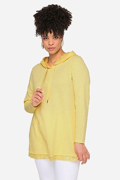 MIAMODA Longsleeve Langarmshirt Kapuze Spitzen-Details günstig online kaufen