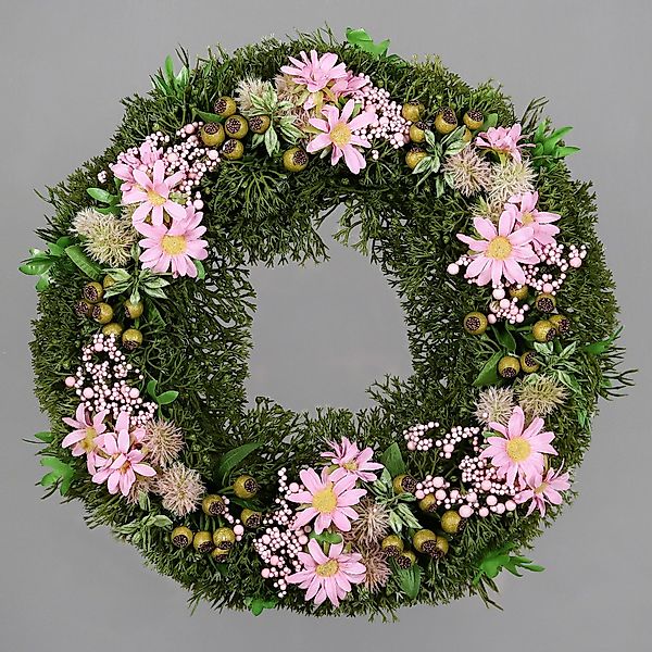 Kunstkranz Frühjahrskranz mit Blüten Beeren + günstig online kaufen
