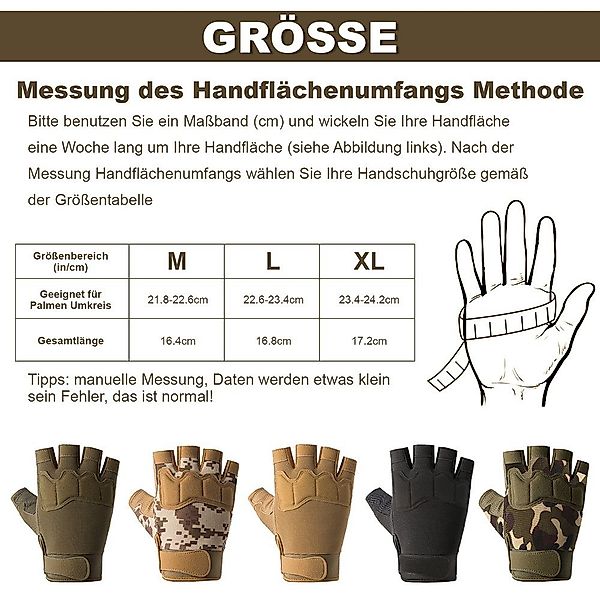 Sunicol Fahrradhandschuhe Men Tactical Fingerless Gloves, günstig online kaufen