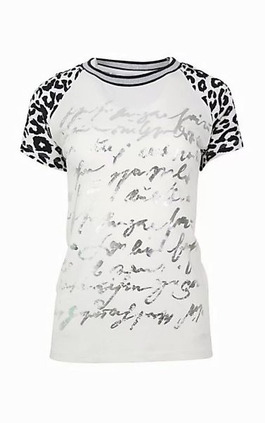 Passioni T-Shirt Sommershirt mit Animalprint Leo und silbernen Schriftzügen günstig online kaufen