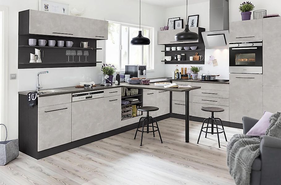 KOCHSTATION "KS-Tulsa" 50 cm breit, 1 Tür, 1 Schubkasten, schwarzer Metallg günstig online kaufen