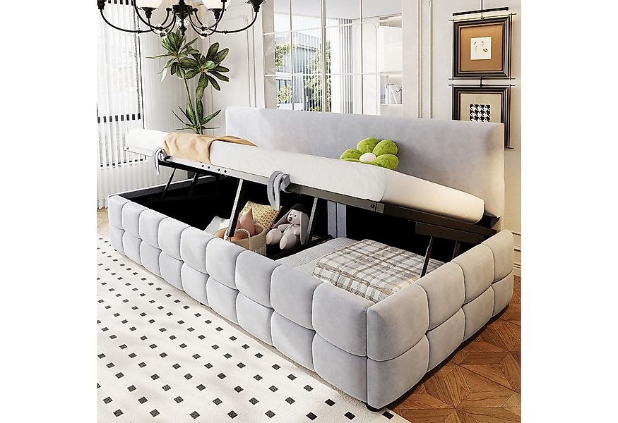 Flieks Daybett, Hydraulisches Polsterbett Schlafsofa 90x200cm mit Stauraum günstig online kaufen