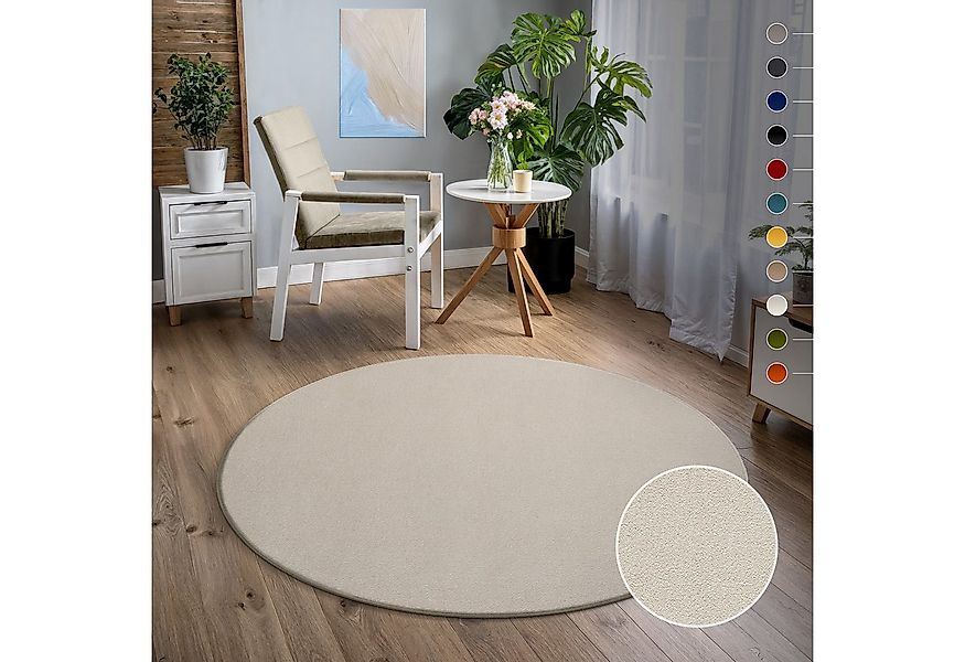 Sanat Teppich Uni, rund, Höhe: 13 mm, robuster Kurzflorteppich, große Farba günstig online kaufen
