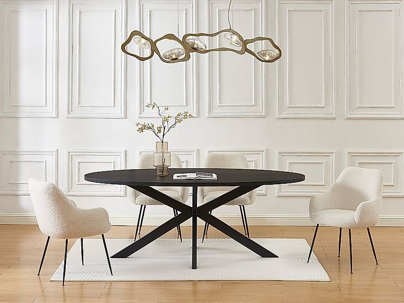 Esstisch - 8 Personen - Eichenfurnier & Metall - Schwarz - LINIOMA günstig online kaufen