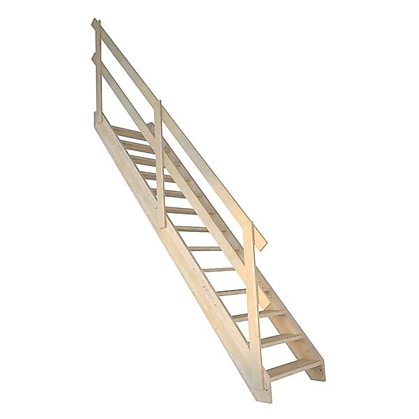 StarWood Treppe Korfu Fichte Gerade Holzgeländer günstig online kaufen