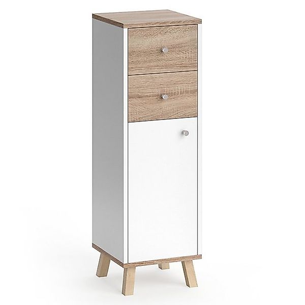 Vicco Midischrank Senyo, Weiß/Sonoma, 30 x 95 cm mit Schubladen günstig online kaufen