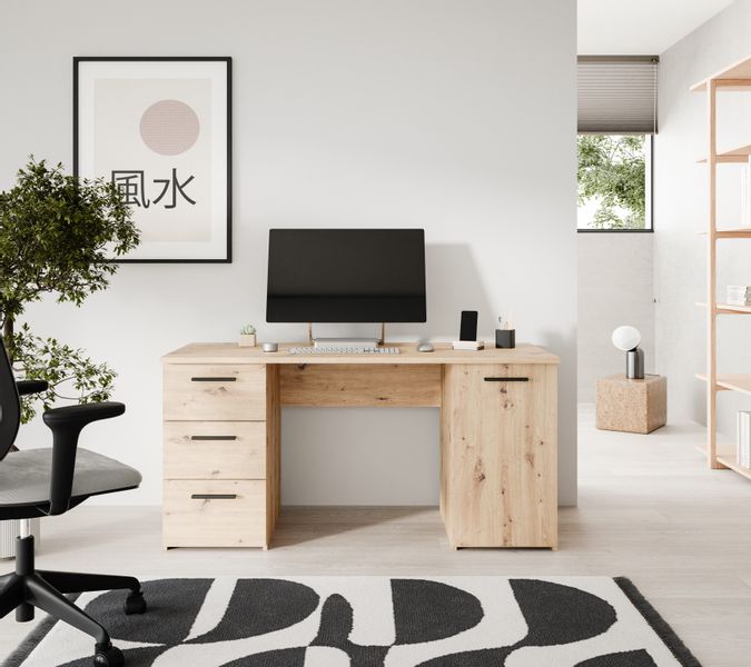 FORTE Schreibtisch "Neuss" mit 3 Schubladen & 1 Tür, funktional, Breite 138 günstig online kaufen