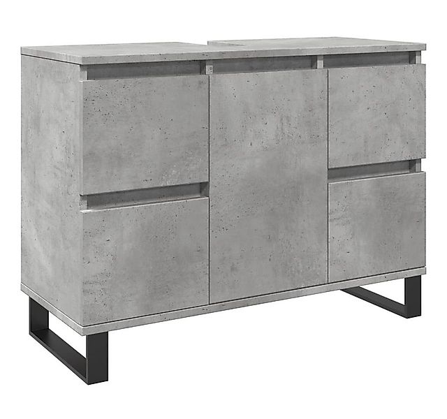 vidaXL Badezimmer-Set Waschbeckenunterschrank Betongrau 80x33x60 cm Holzwer günstig online kaufen