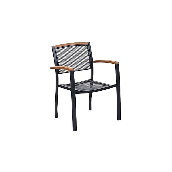 Merxx Stapelstuhl Tilos Aluminium mit Armlehnen Graphit 2er Set günstig online kaufen