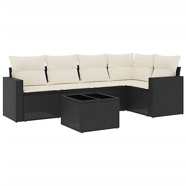 vidaXL 6-Tlg Garten-Sofagarnitur mit Kissen Schwarz Poly Rattan 3251273 günstig online kaufen