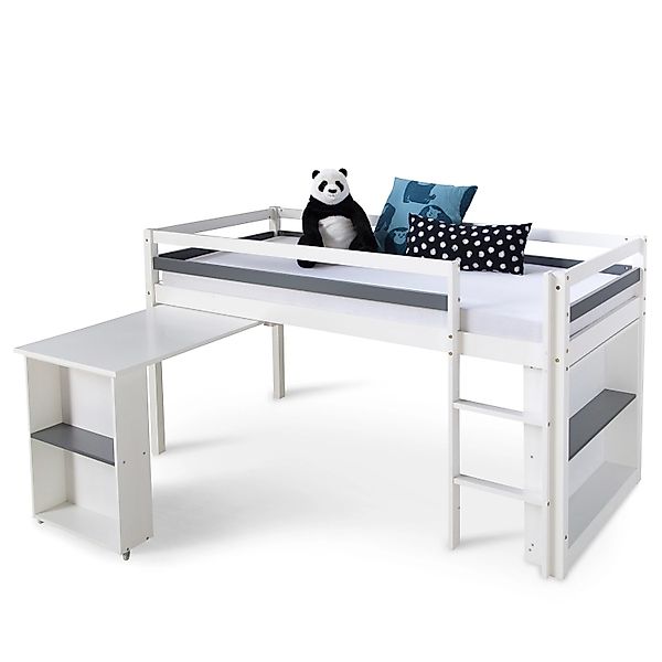 Homestyle4u Hochbett 90x200 in Weiß mit Schreibtisch 1880 günstig online kaufen