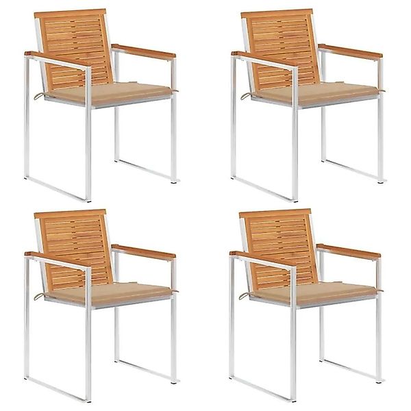 vidaXL Gartenstühle 4 Stk mit Kissen Massivholz Akazie 3078473 günstig online kaufen