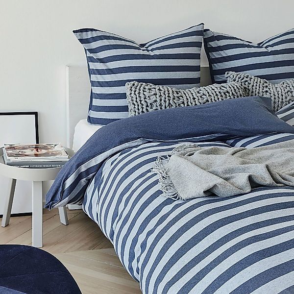 TRAUMSCHLAF Bettwäsche Melange-Stripe Marine, Jersey, 3 günstig online kaufen