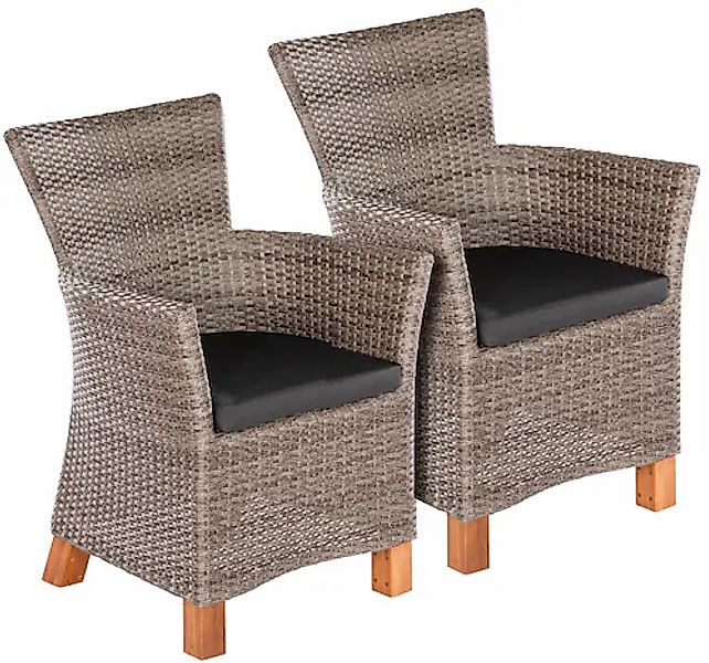 MERXX Gartensessel »Toskana« Set, 2 Stk. tlg. 2er Set, Polyrattan/Akazie, i günstig online kaufen