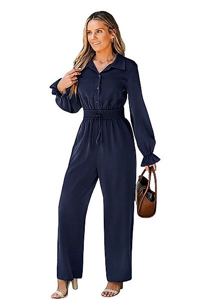 Cupshe Jumpsuit Langärmlig mit Kragen und Taschen mit Hakenverschluss günstig online kaufen