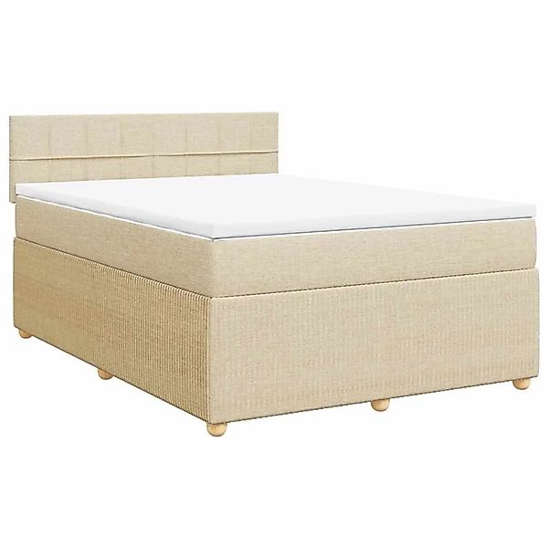 vidaXL Boxspringbett mit Matratze Creme 160x200 cm Stoff 3287512 günstig online kaufen