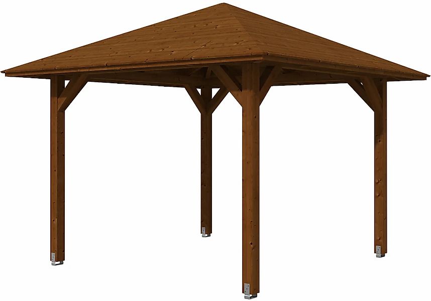 Skan Holz Holz-Pavillon Cannes 1 Nussbaum lasiert 294 cm x 294 cm günstig online kaufen
