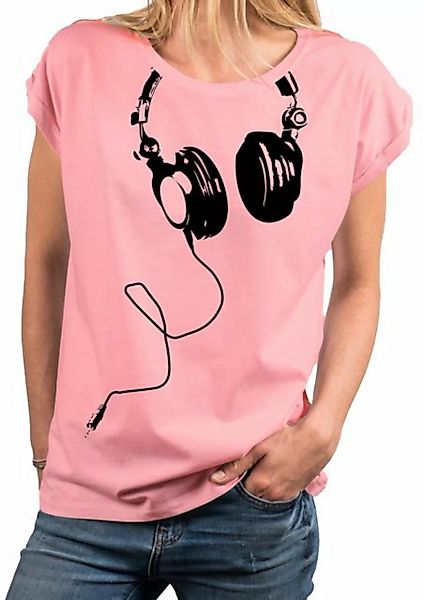 MAKAYA Oversize-Shirt Damen Top mit Print - Kopfhörer Aufdruck Basic Sommer günstig online kaufen