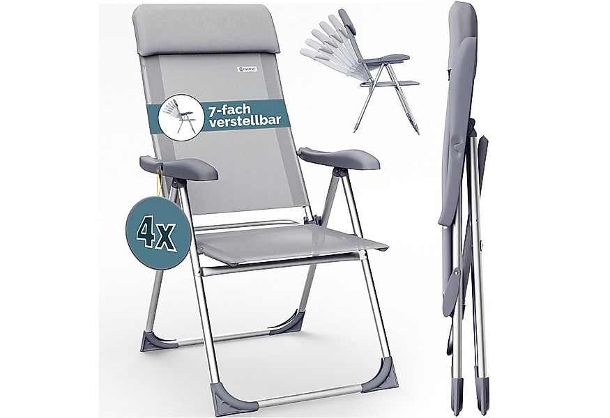 Casaria Gartenstuhl (4 St), Klappbar 4er Set 7-fach Verstellbar Alu mit hoh günstig online kaufen