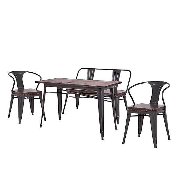 MCW Esszimmer-Set H10 4-teilig  2xEsszimmerstuhl Sitzbank Esszimmertisch Br günstig online kaufen
