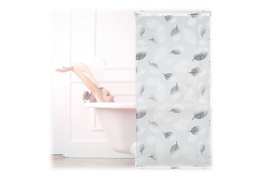 relaxdays Duschrollo mit Blätter Desig Breite 80 cm, 80x240cm günstig online kaufen