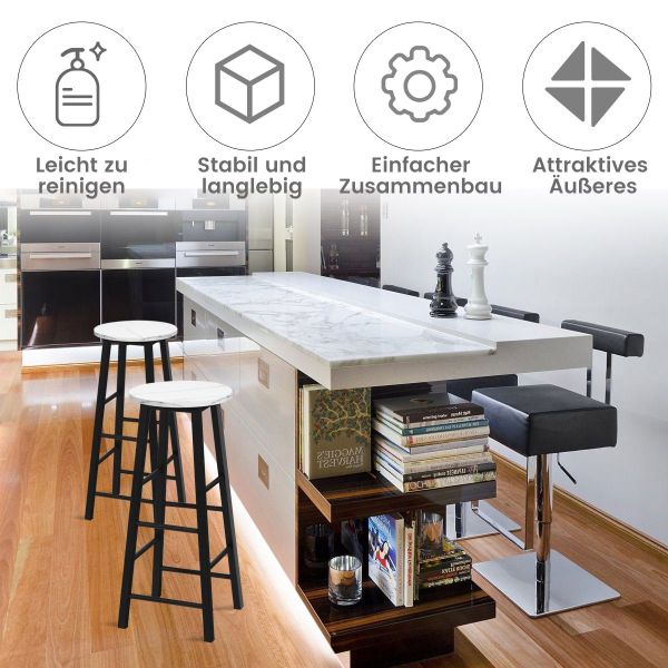 COSTWAY Barhocker (2er Set), Marmor, mit günstig online kaufen