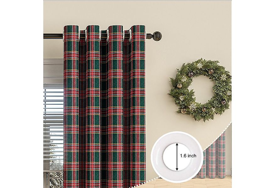 BTTO V&G Gardine Weihnachtsvorhang Karo für Wohnzimmer, 1 Stück Plaid Vorha günstig online kaufen