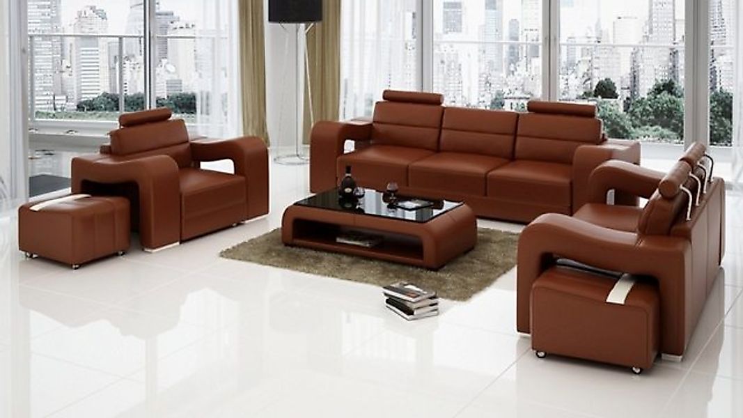 JVmoebel Sofa Ledersofa Couch Wohnlandschaft 3+2+1 Sitzer Modern Sofa, Made günstig online kaufen