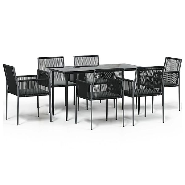 vidaXL 7-Tlg Garten-Essgruppe mit Kissen Schwarz Poly Rattan & Stahl 318706 günstig online kaufen