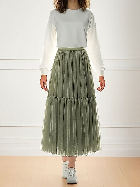 DEBAIJIA Meshrock Damen hoher Taille rock Falten Strand Maxirock günstig online kaufen