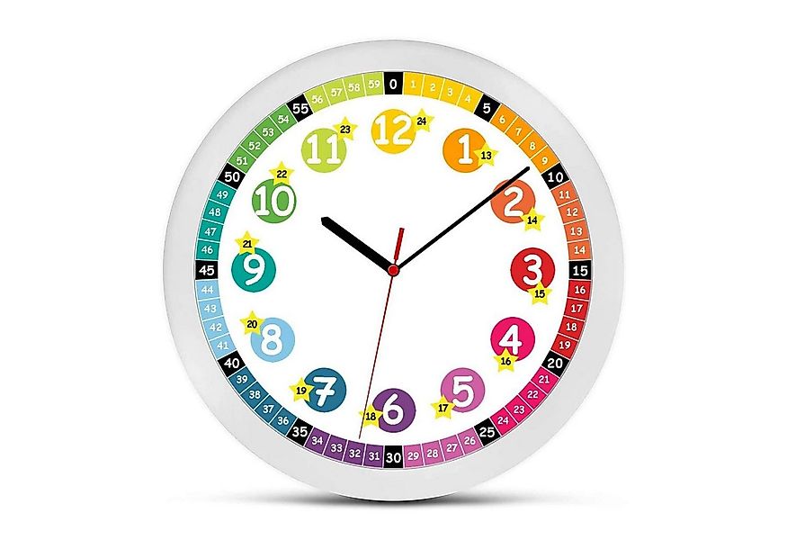 K&L Wall Art Wanduhr Regenbogen Wanduhr bunte Kinderzimmer Uhr lesen lernen günstig online kaufen